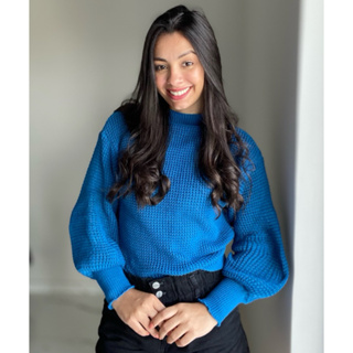 Blusa Manga Bufante Fang Tricot RAQUEL feminina manga longa suéter moda blogueira tendência em Oferta na Shopee