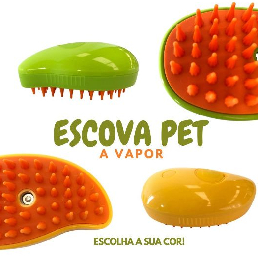 Escova para PET a Vapor Pente de Animais Cachorro Gato Recarregavel Agua ou Essencias Removedor Pelos