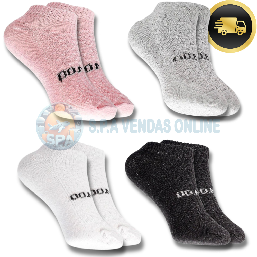 Meia Soquete Feminina 100% Algodão Uso Diário Kit 3 a 24 Pares em Oferta na Shopee