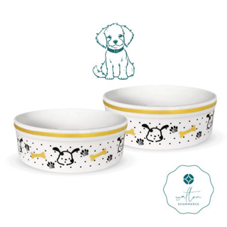 2 comedouro cachorro para caes pet 610ml Porcelana Branca em Oferta na Shopee