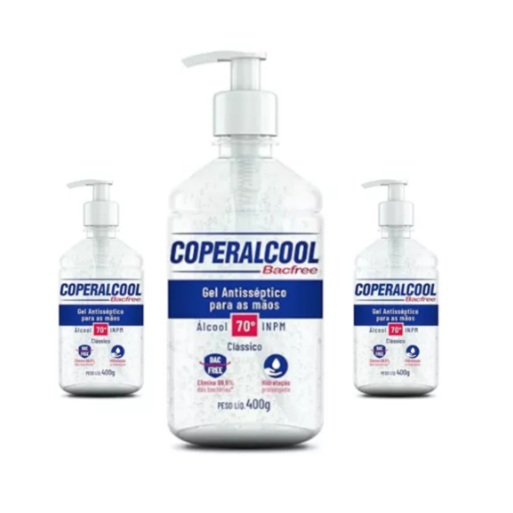 Kit Com 3 Alcool Gel Antisséptico 70% Hidratação Prolongada