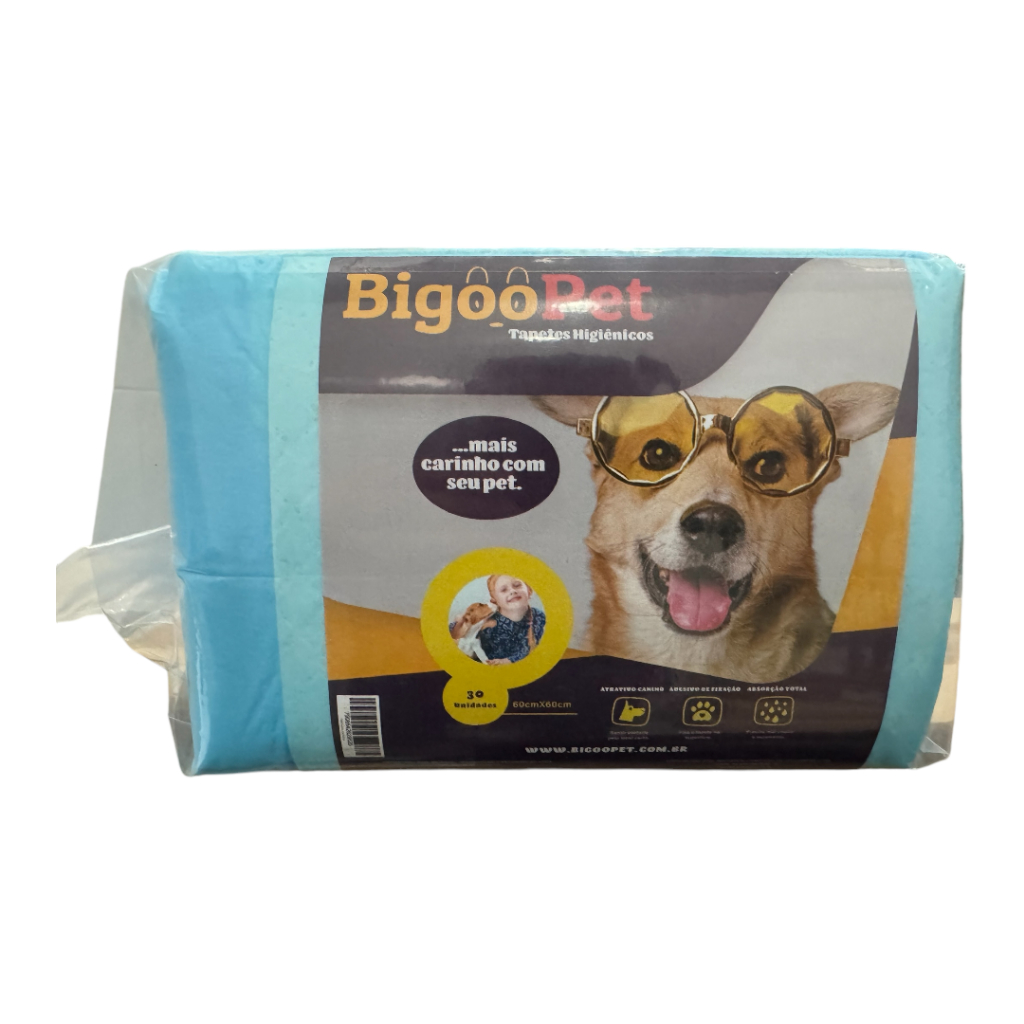 TAPETE Higiênico para Cães Slim 5 camadas tamanho 80 x 60 cm pacote com 30 unidades