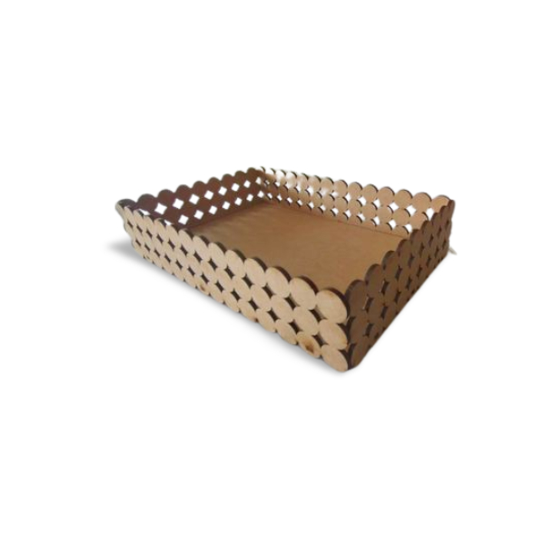 Kit com 10 Bandejas Pérola Retangular  MDF Cru Tamanho (10uni) P  21 x 14 cm