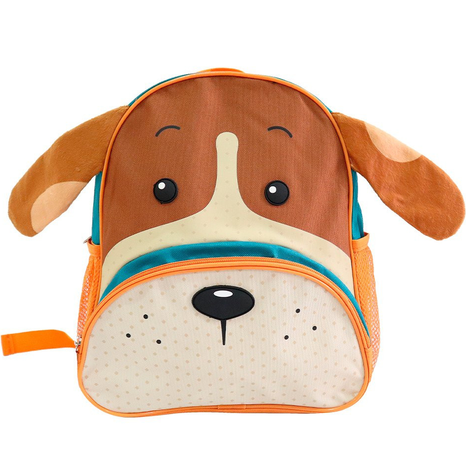 Mochila Escolar Costas Cachorro Laranja Infantil Clio Animais 3D Bebe Criança Menino Menina Escola Creche Volta as Aulas