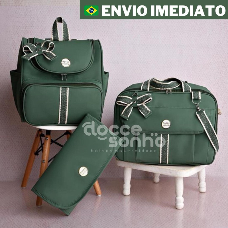 bolsa maternidade 3 peças com mochila e trocador, Kit Mala Maternidade p/ bebê menino/menina (SONHO) em Oferta na Shopee