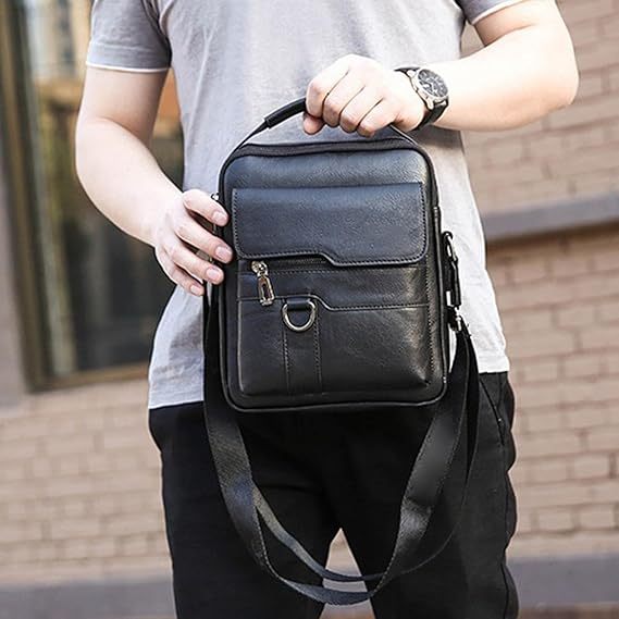 Bolsa de ombro masculina, pequena bolsa tiracolo retrô | Bolsa de couro PU,com alças ajustáveis Bolsa de ombro masculina, pequena bolsa tiracolo retrô | Bolsa de couro PU,com alças ajustáveis
