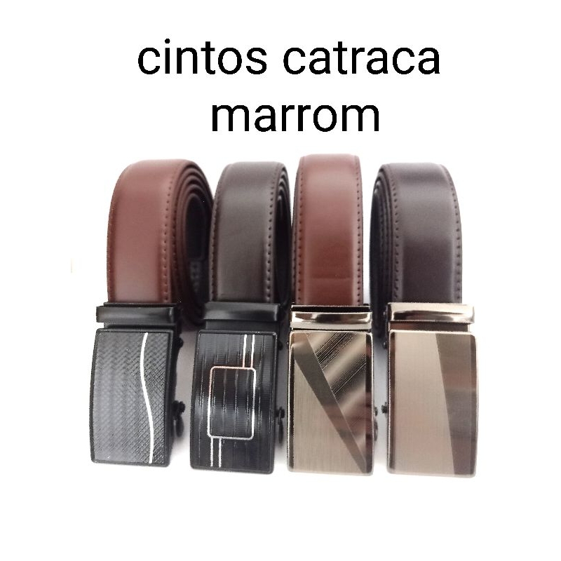 Cinto social masculino com 1,20 e 1,30 cm luxo couro sintético com catraca