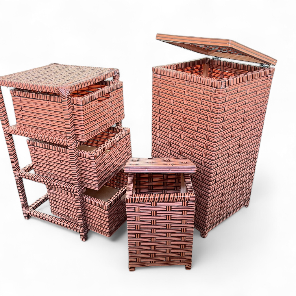 Kit  para Quarto/Banheiro  organizador - Gaveteiro, Cesto e Lixeira em Fibra Sintética