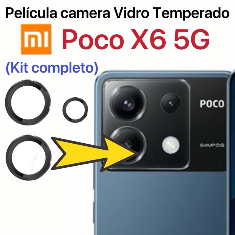 Kit 3 peças Películas De Câmeras vidro temperado Para Xiaomi Poco X6 5G completa Protetor De Lente de celular traseira em Oferta na Shopee