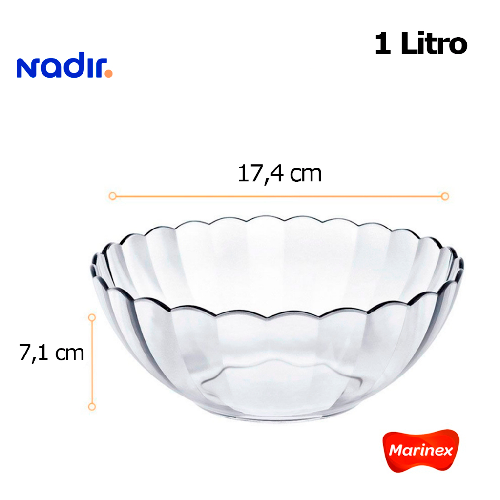 Kit Jogo 3 Tigelas Bella Bowl 1 Litro Marinex sobremesa forno, micro-ondas, lava-louças