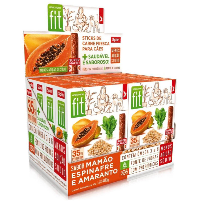 Petisco Natural e Saudável Stick FIT Spin Pet Mamão 50g 8UN