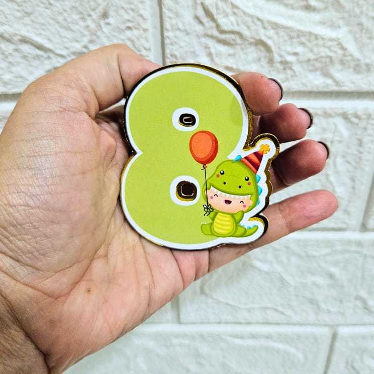 Aplique Número Dino Baby com Duas Camadas /  Número temático - Fazemos todos os temas. em Oferta na Shopee