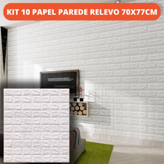 Kit 10 Placas 3D Tijolo Branco Adesivo Autocolante Decoração Quarto Sala Banheiro 70x77cm em Oferta na Shopee