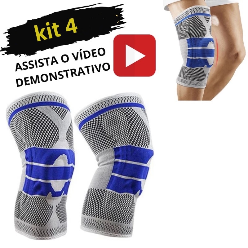 Joelheira Compressão Flexivel 3D Ortopedica Esportiva Anel e Haste Flexivel 3D Treino Alívio Dor Joelho