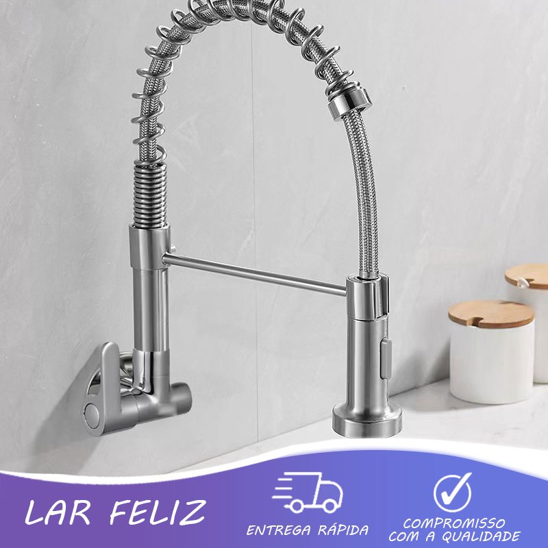 Torneira cozinha de aço inoxidável 304 montada na parede, 2 em 1, com rotação de 360° em Oferta na Shopee