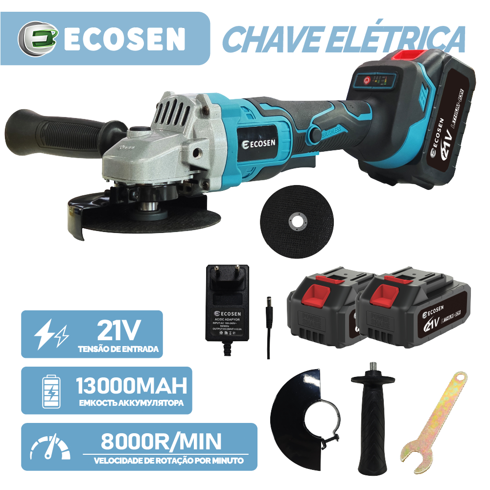 Esmerilhadeira Lixadeira Angular 820watts 115mm 4.1/2 0-8000rpm 220V-Com Bateria Recarregá...