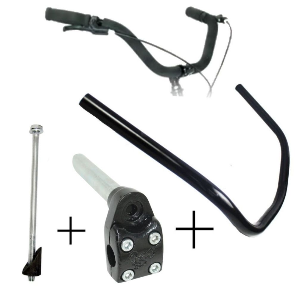 Kit Guidão Bike Beach Caiçara + Mesa Alumínio 22,1mm + Expander Parafuso - Preto