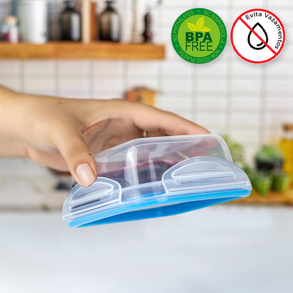 Detalhes do Pote Hermético De Plástico Com Travas Retangular 350ml - Tritec