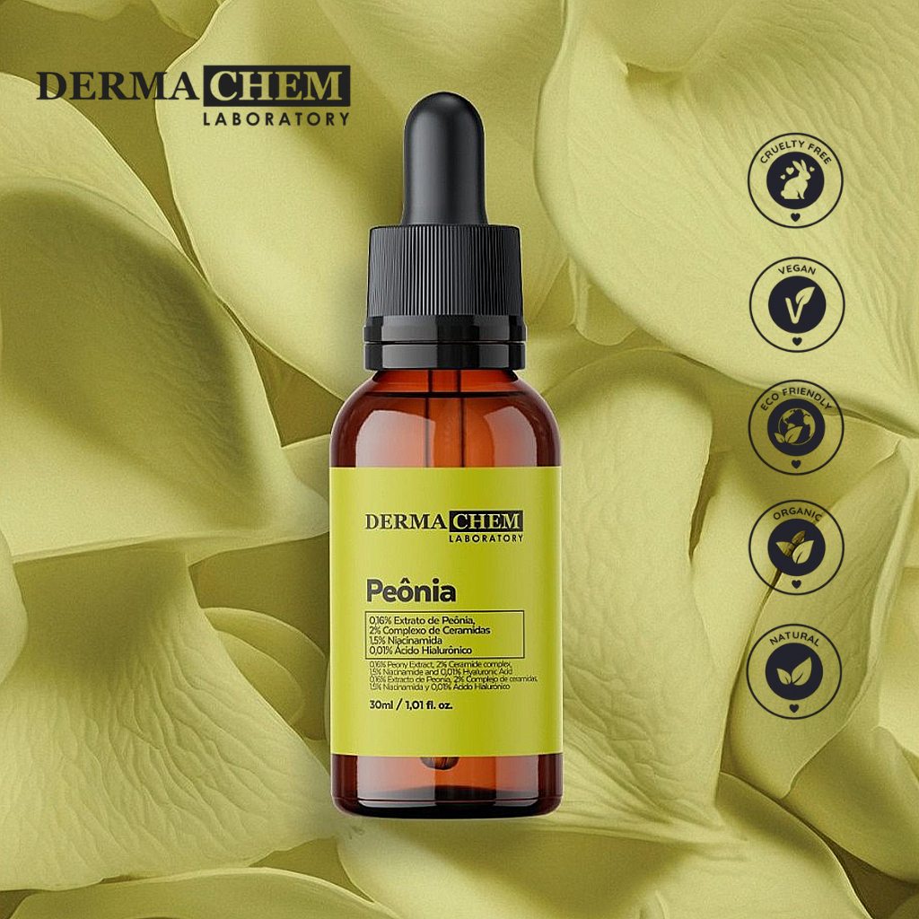 Sérum Facial Peônia Dermachem, Hidratante com Efeito Antioxidante, Reduz os Poros, e Ilumina a Pele