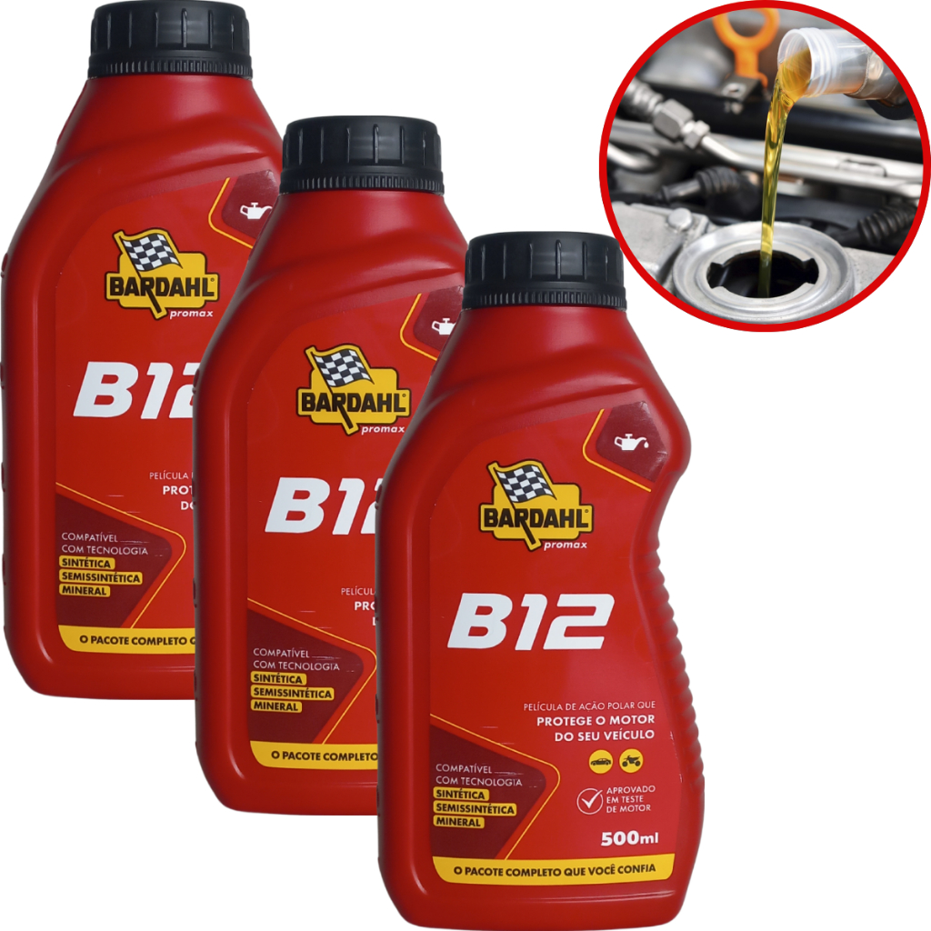 3 Aditivos Para Óleo Motor Original Bardahl B12 Plus 500ml em Oferta na Shopee