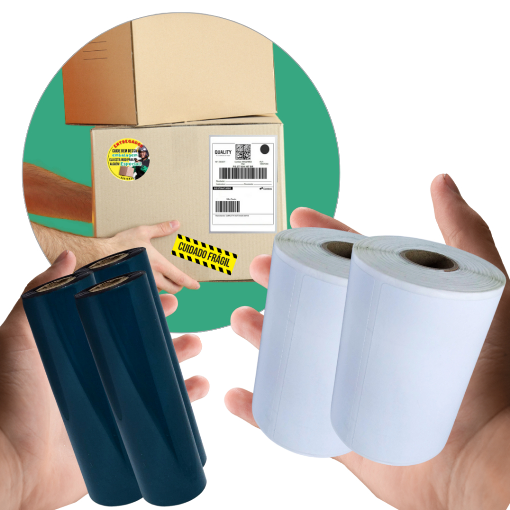 KIT 400 Etiquetas E-commerce 10x15 Cm - 100x150 mm - Com Serrilha E-commerce + Ribbon.
