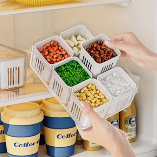 Cesto Organizador de Geladeira Com Divisórias Tampa Escorredor Caixa De Conservação Vegetais em Oferta na Shopee