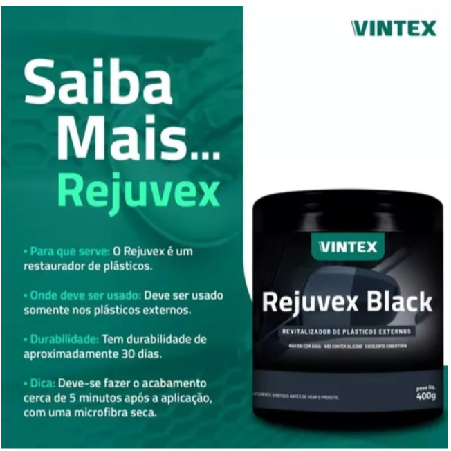 Rejuvex Black Revitalizador de Plástico externos. em Oferta na Shopee