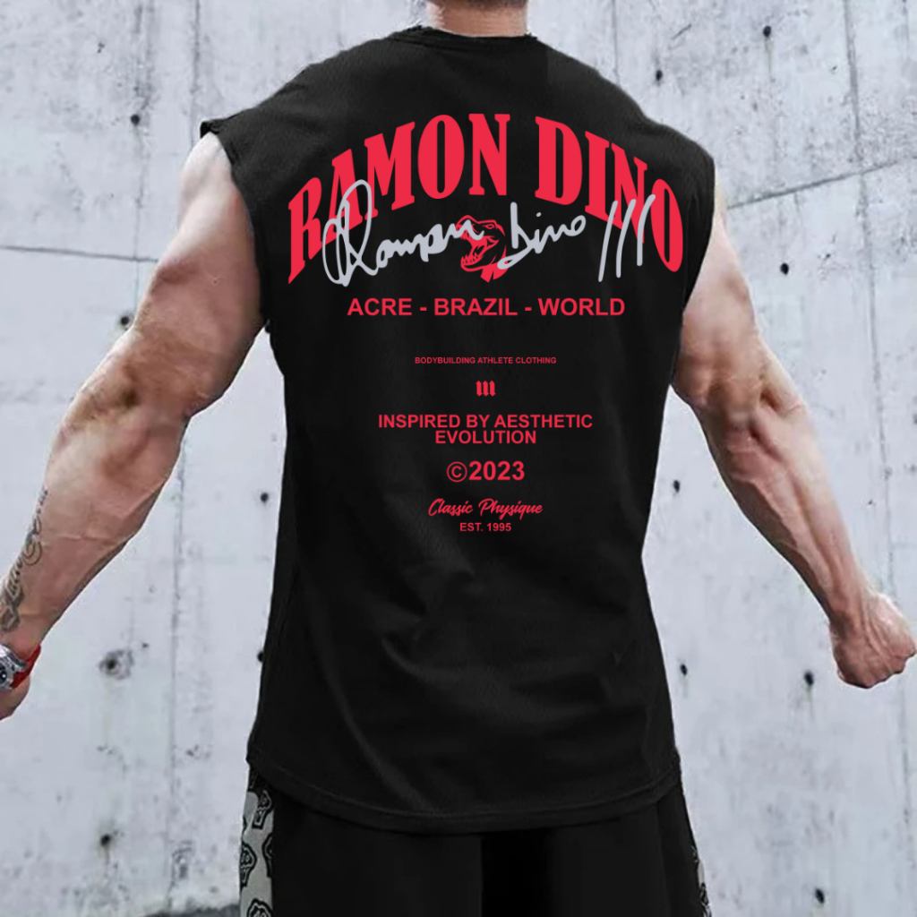 Camisa Camiseta Masculina Regata OverSized Lançamento Ramon 2024 Dino Academia Treino Camisa para Treino StreetWear
