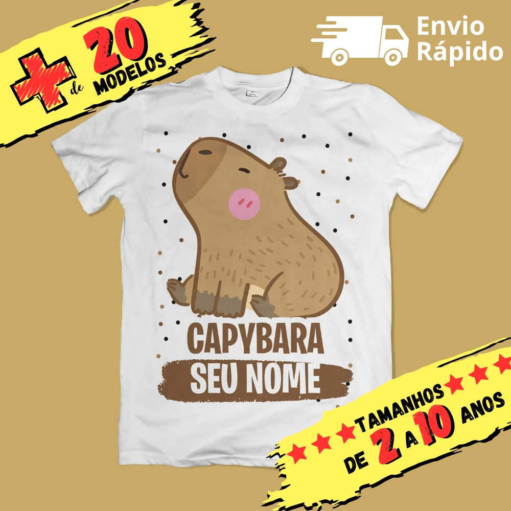 Camiseta Infantil Unissex CAPYBARA - CAPIVARA Personalizada com nome (OPCIONAL) em Oferta na Shopee