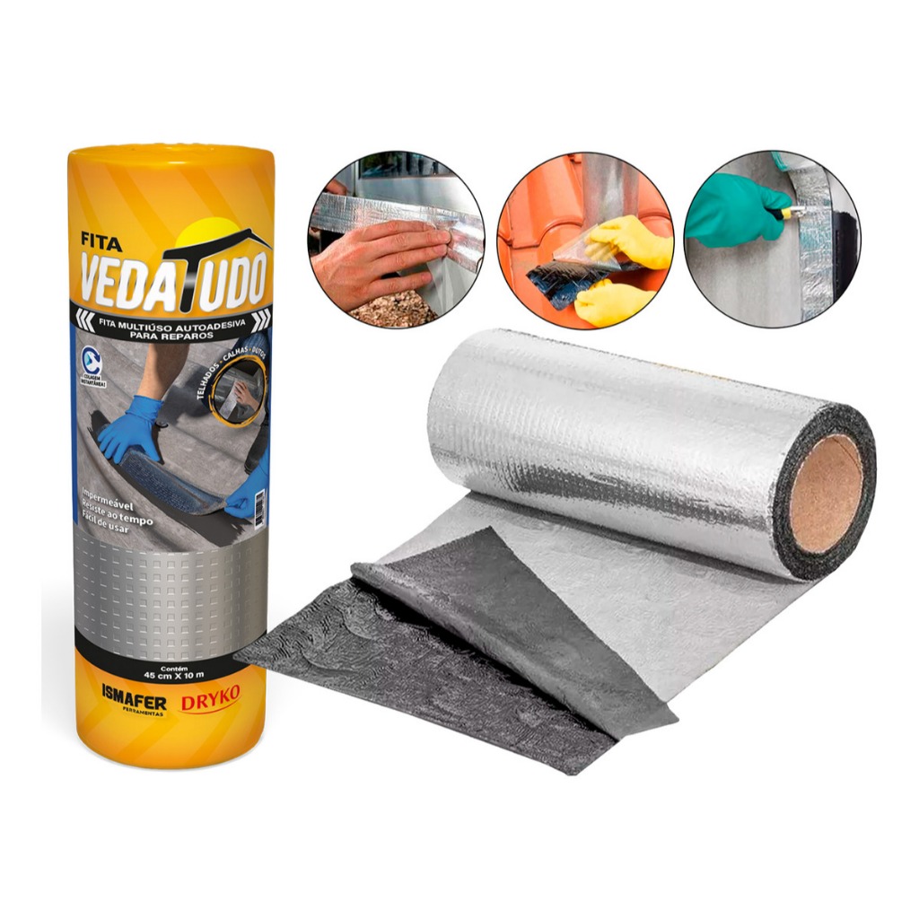 Manta Asfáltica Aluminizada Telhado Auto Adesiva 45cm X 10m - Home & Living