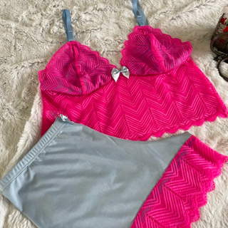 Baby Doll Isa Cropped Renda Neon Sexy Short Conforto Noite em Oferta na Shopee