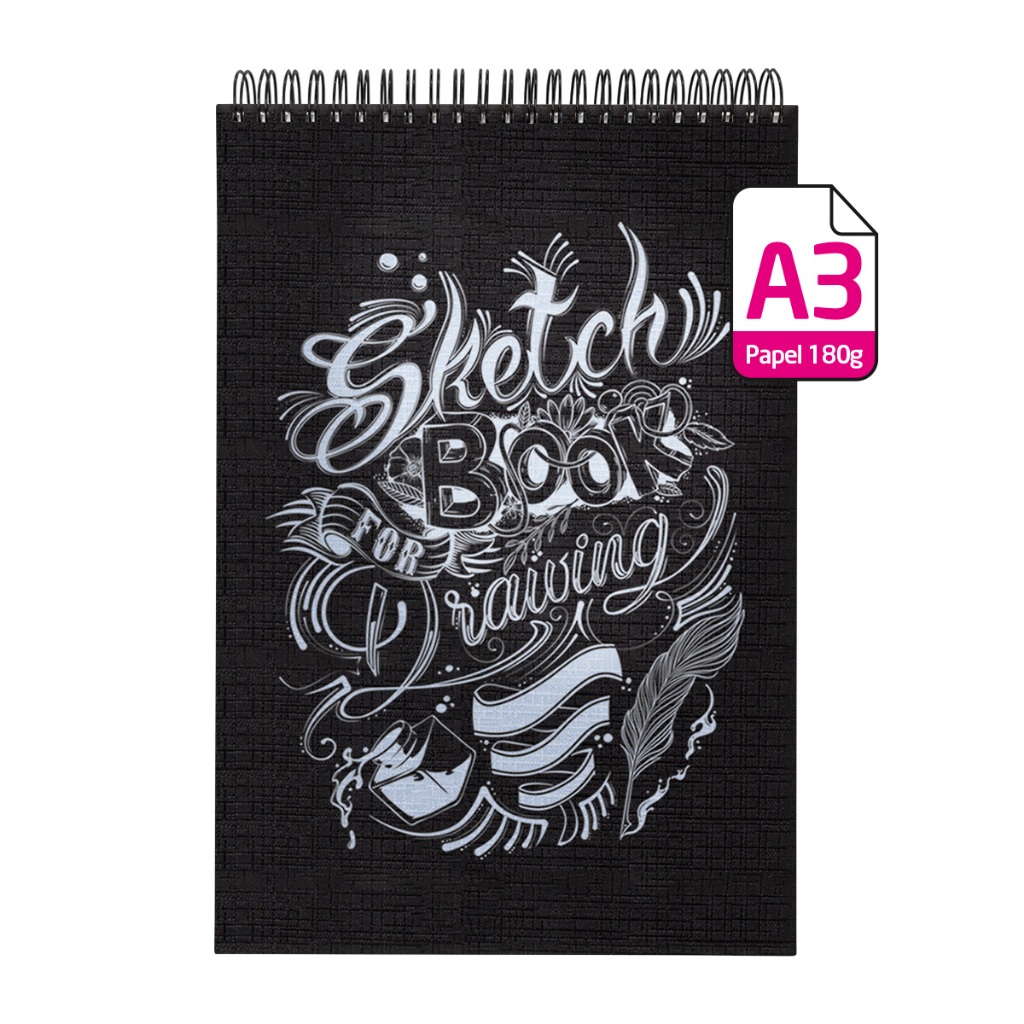 Sketchbook Caderno Desenho 100 Páginas 50 Folhas A3 180g