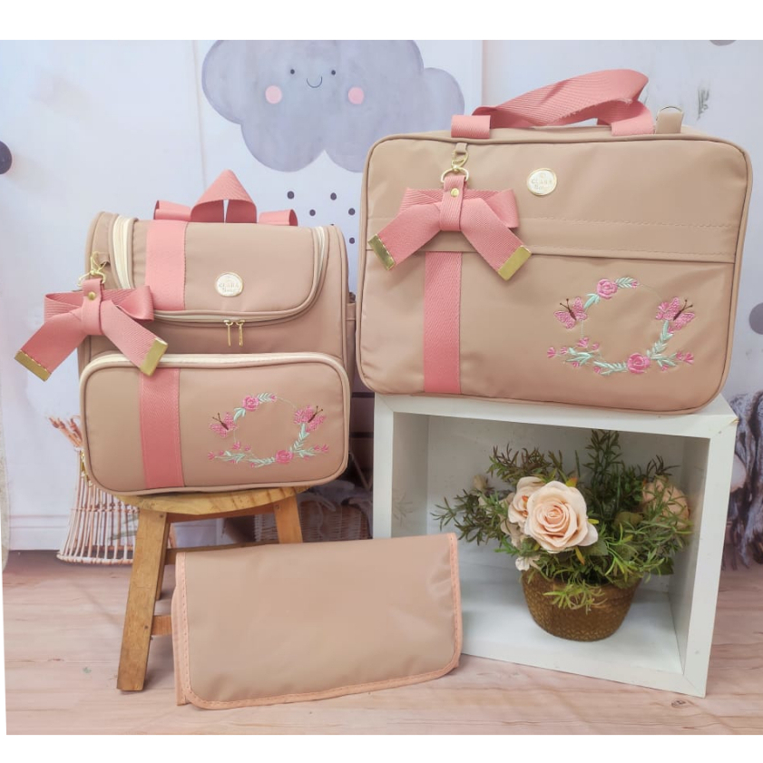 kit de bolsa maternidade 3 peças rosa bebê — imagem 2 de 2