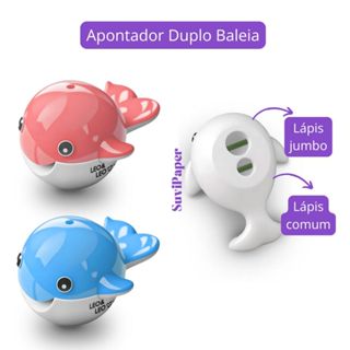 Apontador Duplo Baleia 2 Furos Léo e Léo - Lápis Jumbo e Comum Fundo do Mar 1Und em Oferta na Shopee