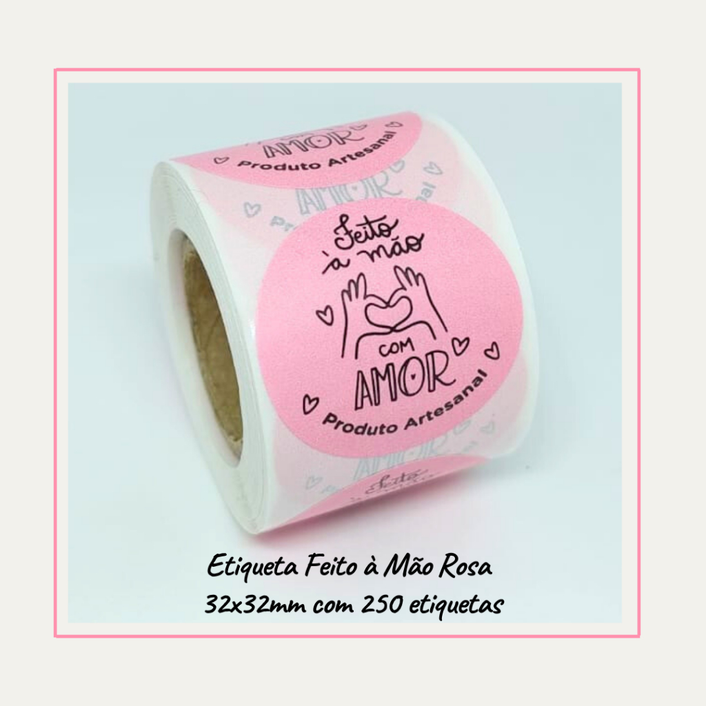 250 Etiquetas Adesivas Feito À Mão Com Amor Produto Artesanal Rosa em Oferta na Shopee