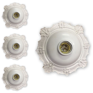 KIT 3 UNIDADES PLAFON SOQUETE PORCELANA COLONIAL DECORATIVO BRANCO em Oferta na Shopee