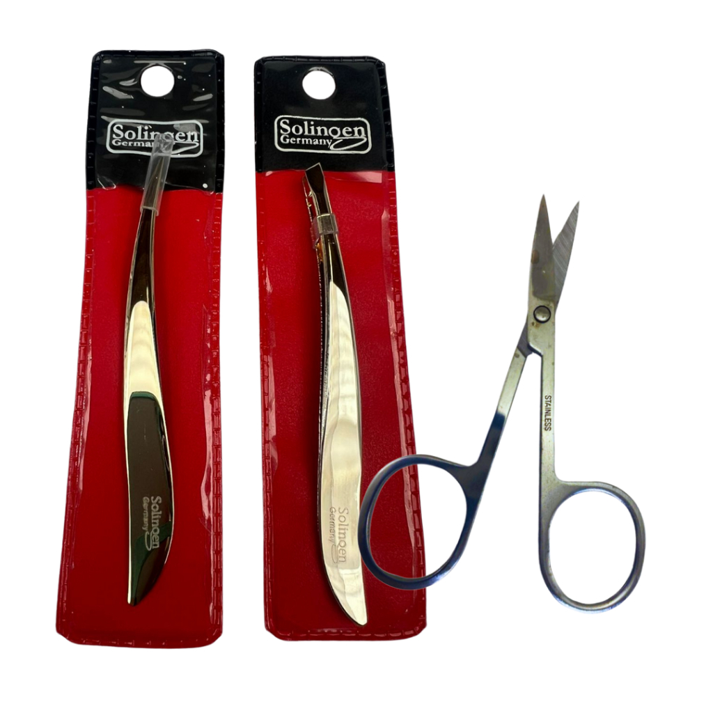 Solingen Kit Pinça Chanfrada Folha + Ponta Agulha Folha + Tesourinha