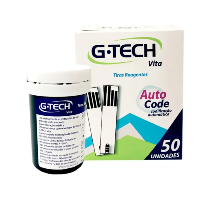 Tiras de Medição de Glicose Reagentes G-Tech Vita 50 UNDS