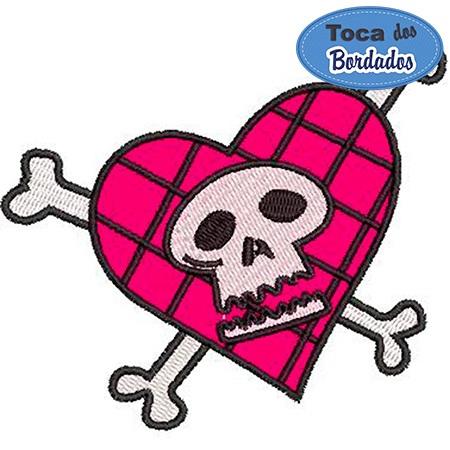Patch Caveira com Coração 9x9,5 cm Cód.3192
