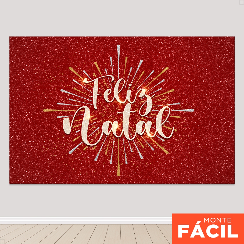 Painel De Festa Decoração Natal Glitter Retangular Horizontal Sublimado Em Tecido em Oferta na Shopee