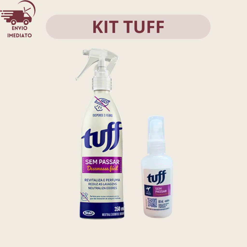 Kit Desamassa Roupa Fácil Sem Passar Tuff 350ml e Miniatura para Viagem 60ml Spray Start