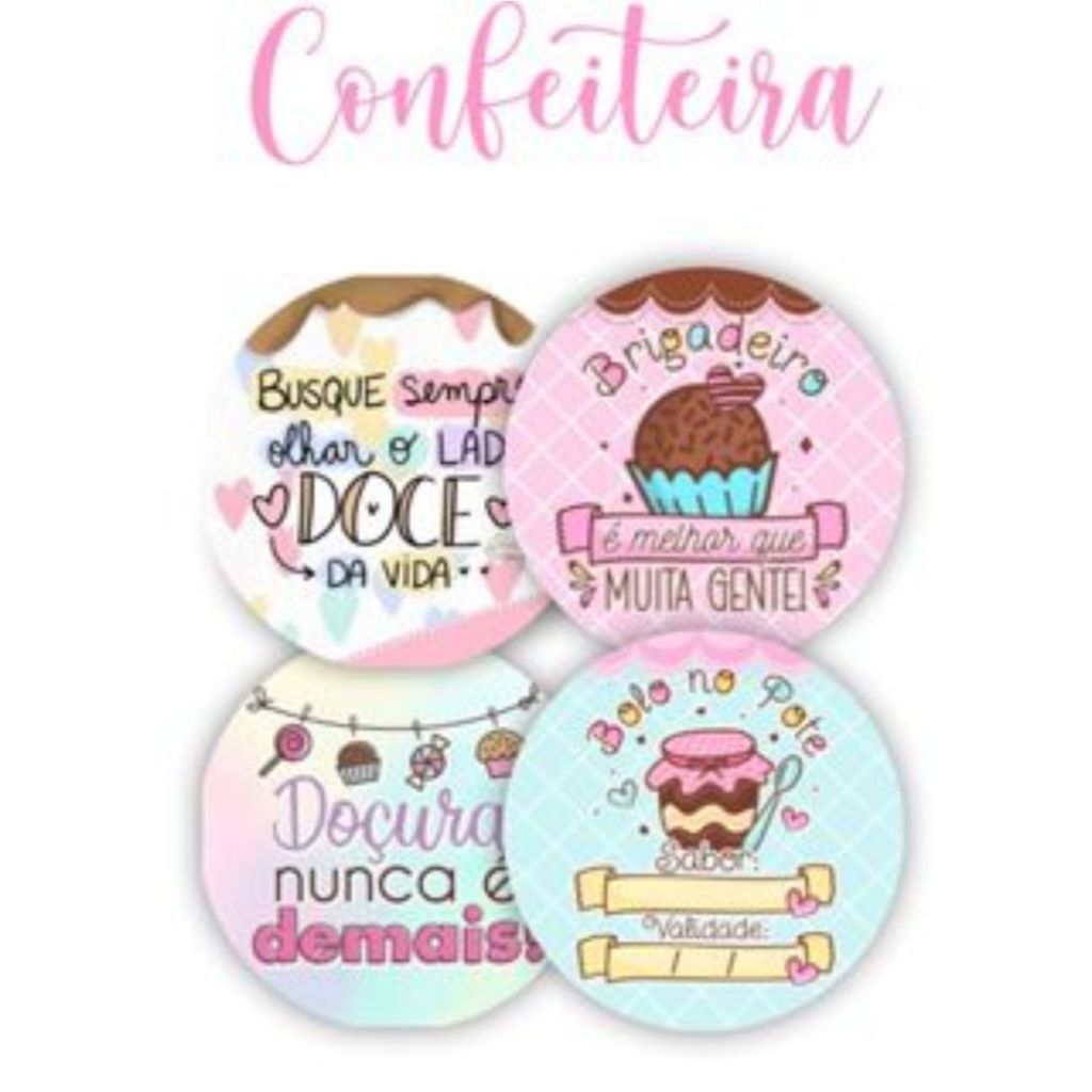 100 Adesivos Frases Confeitaria - Bolos e Doces - Embalagens - Delivery 4X4 em Oferta na Shopee
