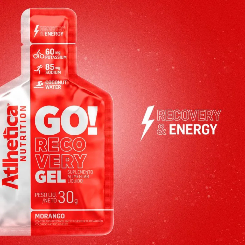 Go! Recovery Gel 10 Sachês 30g Morango Atlhetica Nutrition — imagem 2 de 2