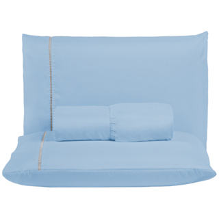 Jogo de Lençol Super King 400 Fios Detalhe em Ponto Palito 3 Peças Cama Box Padrão em Oferta na Shopee