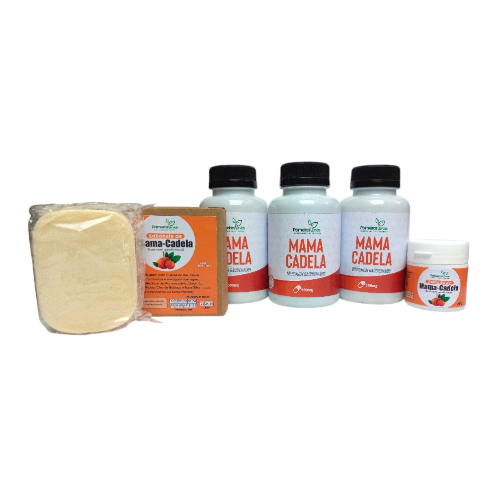 Mamacadela Kit 300 Capsulas + 1 Pomada + 1 Sabonete Mamica Cadela Mama-cadela100% Pura Artesanal Natural 3X Potes