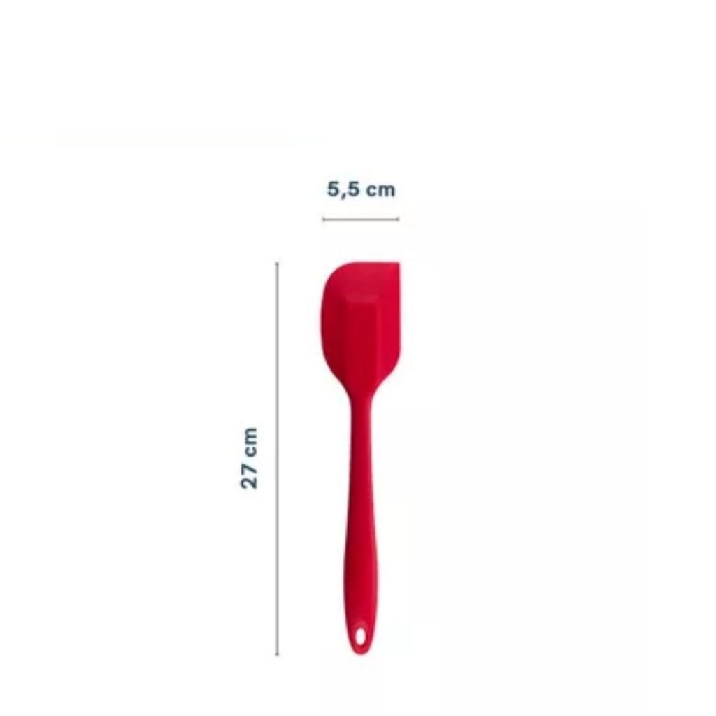 Detalhes do Espátula Pão Duro Reta Silicone Duplo - Vermelha