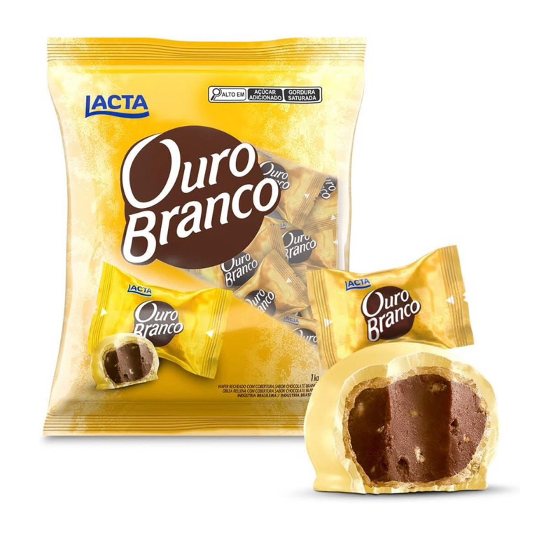 Bombom de Chocolate Ouro Branco Pacote de 1kg Com 50 Un