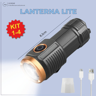Kit 4 Super Mini Lanterna Lite Tática Branco Frio Bateria 5V C/ carregador USB Portátil Luz Potente em Oferta na Shopee