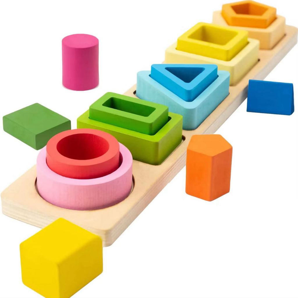 Brinquedos Educativos de Montessori Formas Geométricas De Encaixe Colorido em Oferta na Shopee