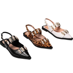 Sapatilha Feminina Lumiss Slingback Bico Fino Confortável Tachas